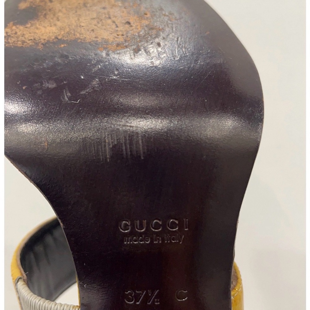 Gucci Yellow Patent Leather Mule Heel Sandals Size 7.5 37.5 - Picture 7 of 10